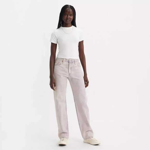 Levis Premium Womens 501 90s Denim Jeans 25 Purple Mid Rise Straight Loose New - Picture 1 of 15